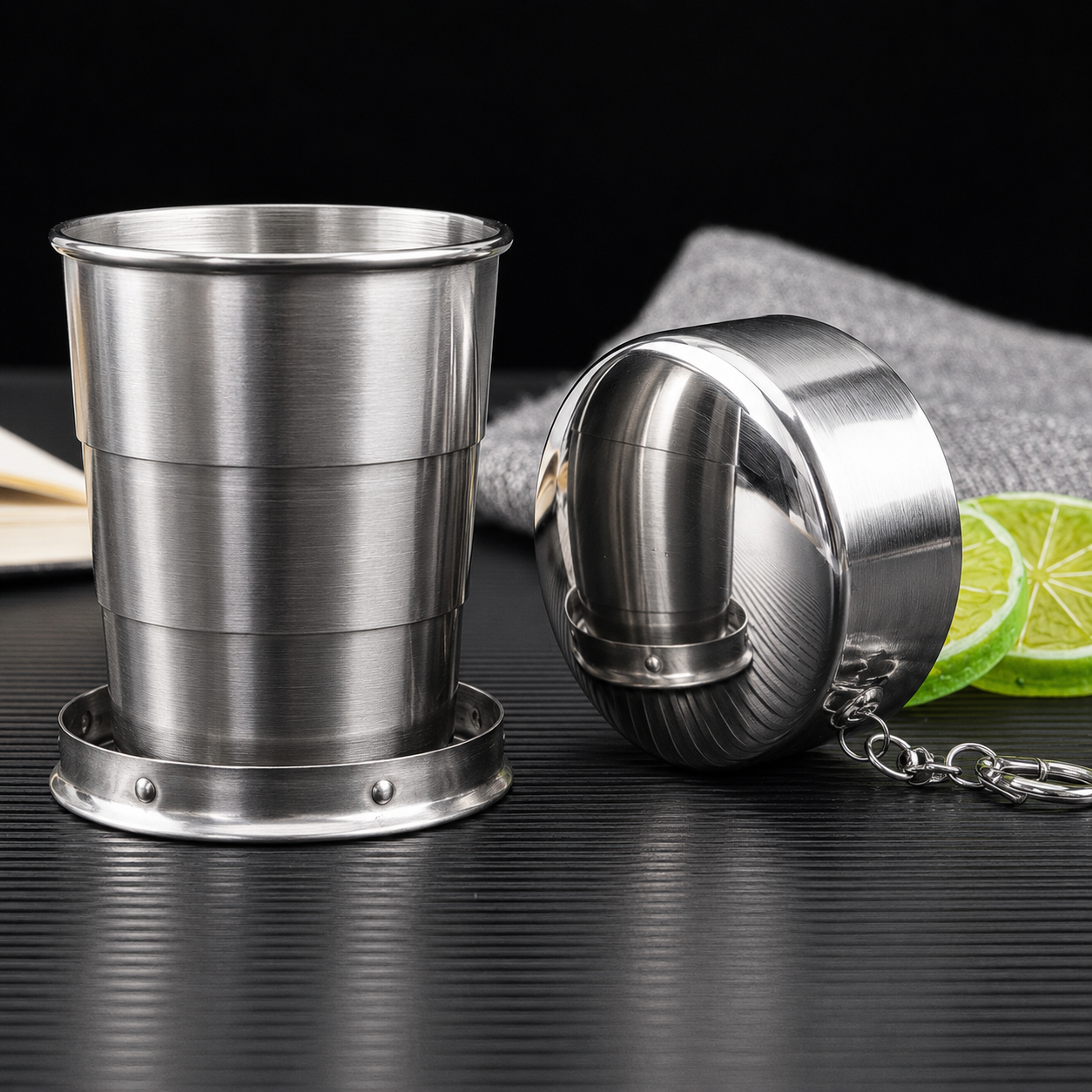 Portable Folding Stainless Steel Travel Camping Water Mug Cup Glass (Silver)
