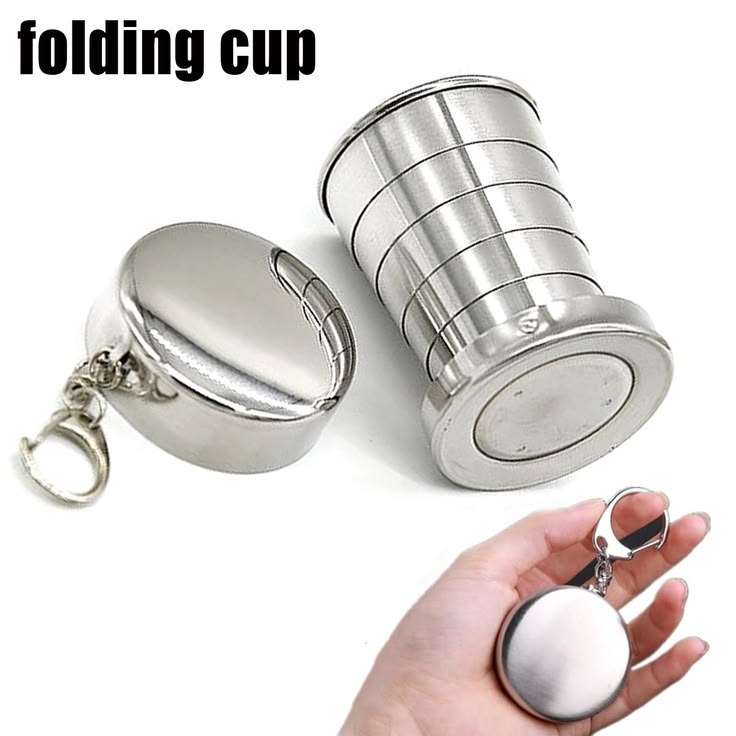 Portable Folding Stainless Steel Travel Camping Water Mug Cup Glass (Silver)