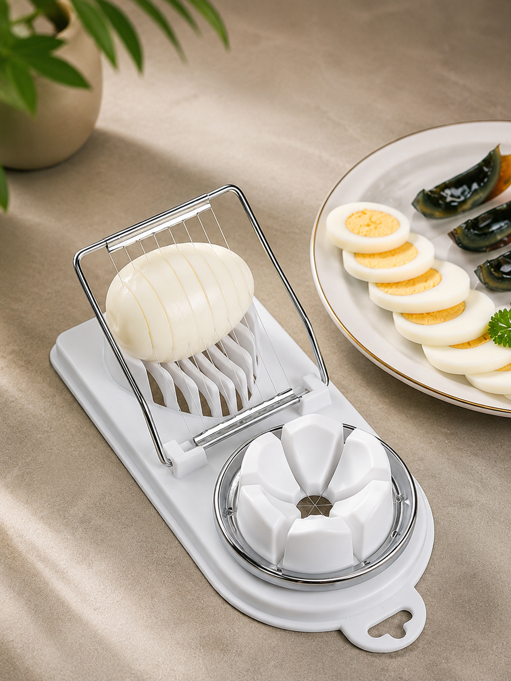 2 in 1 Stainless Steel Egg Cutter Suitable for Eggs