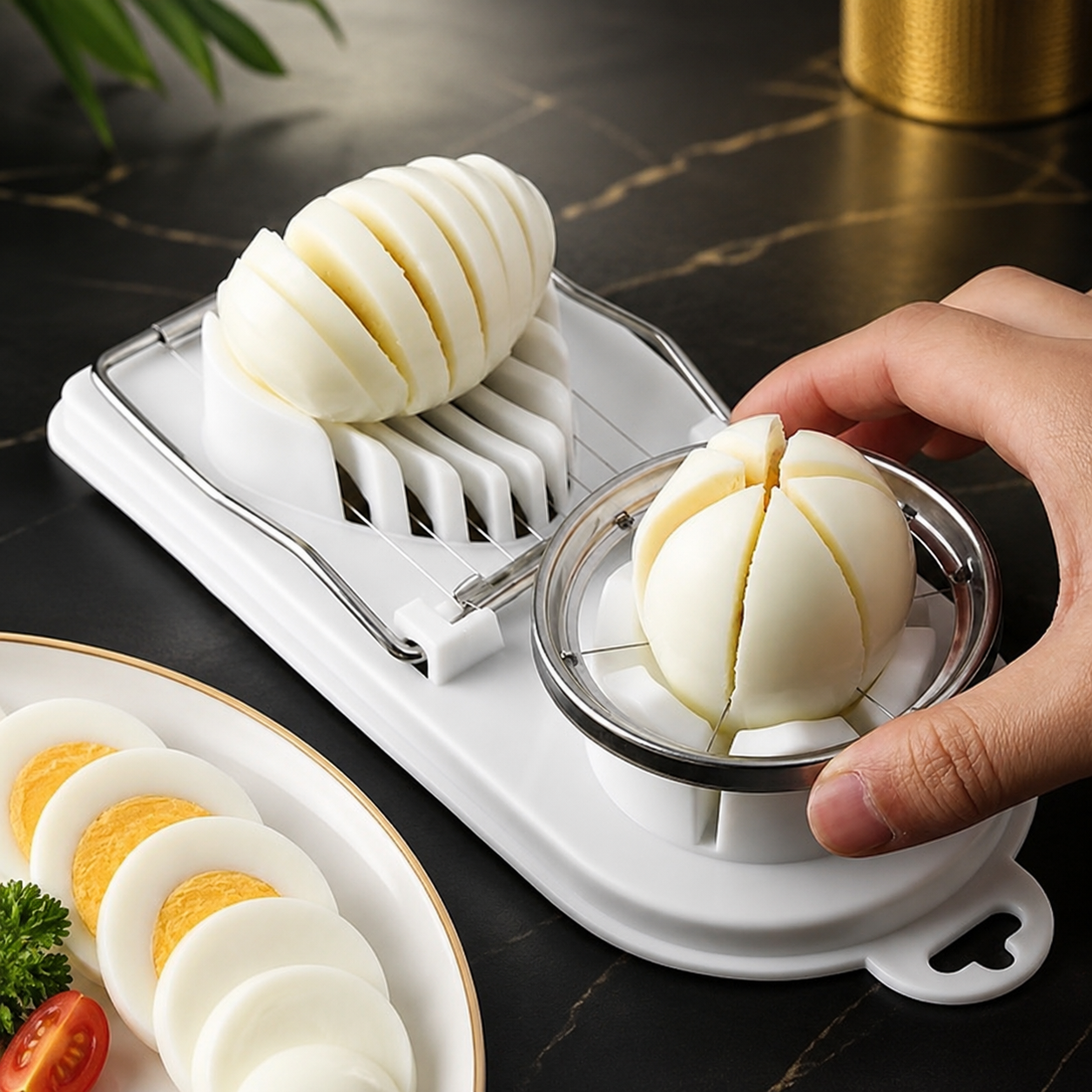 2 in 1 Stainless Steel Egg Cutter Suitable for Eggs